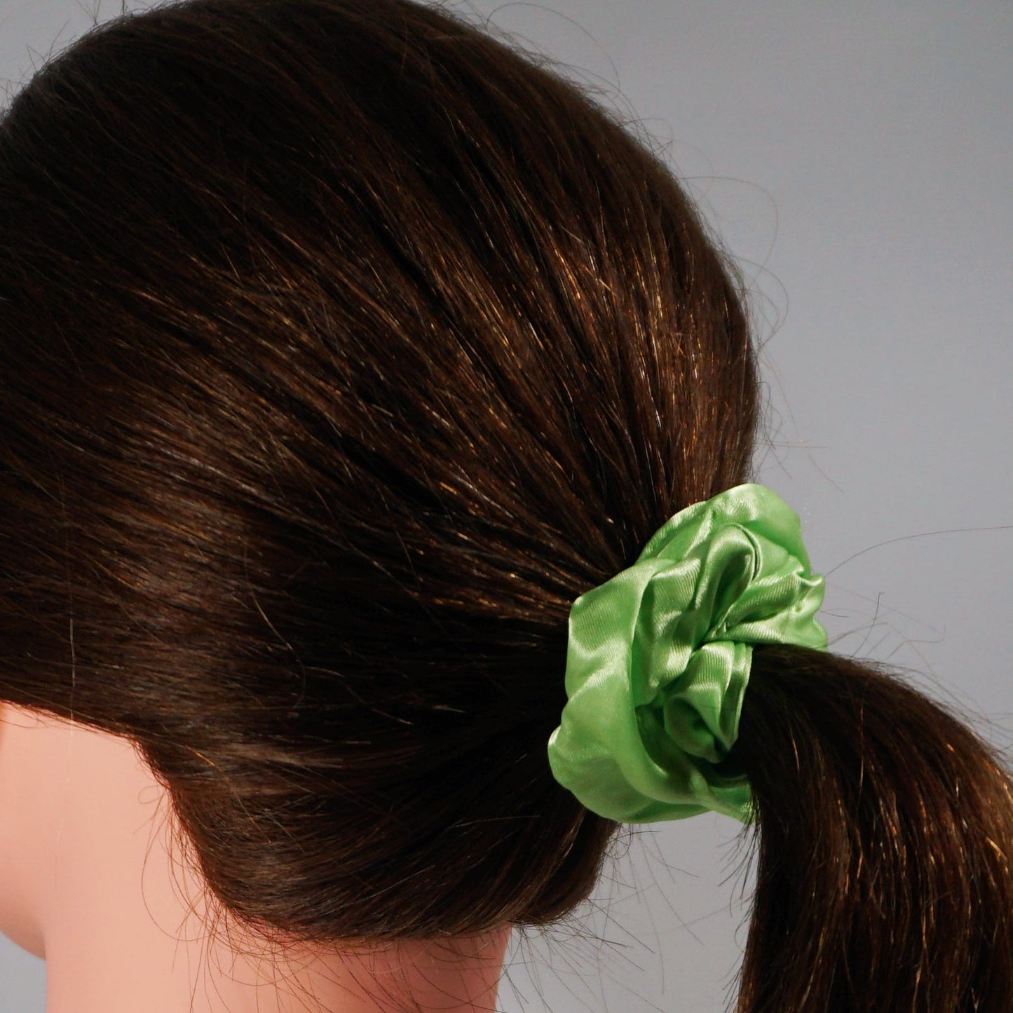 Amelia Beauty Products, Lime Satin Scrunchies, 3.5in Diameter, Gentle on Hair, Strong Hold, No Snag, No Dents or Creases. 8 Pack - 12 Retail Packs