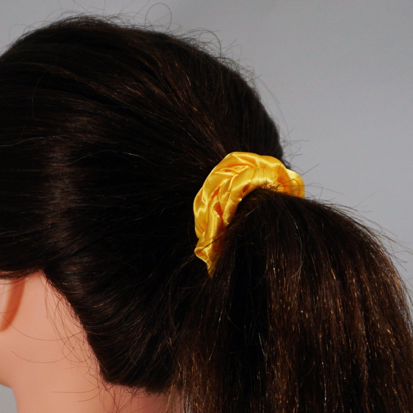 Amelia Beauty Products, Yellow Satin Scrunchies, 3.5in Diameter, Gentle on Hair, Strong Hold, No Snag, No Dents or Creases. 8 Pack - 12 Retail Packs