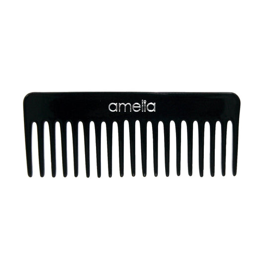 Amelia Beauty Cellulose Acetate 6in Rake Detangling Comb, Handmade, Smooth Edges, Eco-Friendly Plant Based Material,  Course Teeth - Black Color - 12 Retail Packs