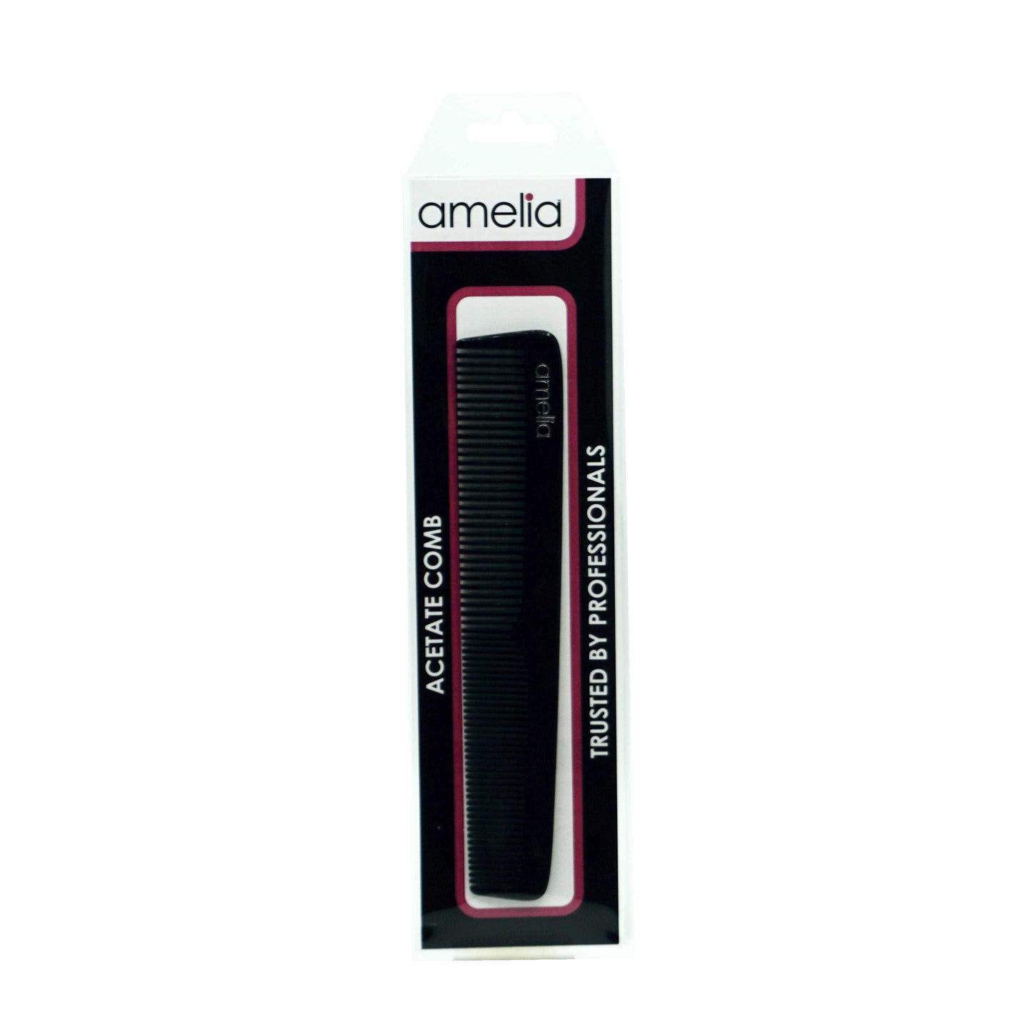 7in Cellulose Acetate Styling Comb - Black Color (12 Packages for Retail Sale)