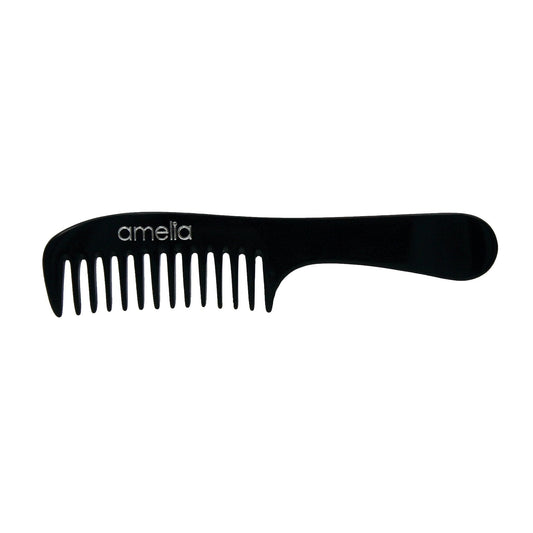 8in Cellulose Acetate Handle Comb - Black Color (12 Packages for Retail Sale)