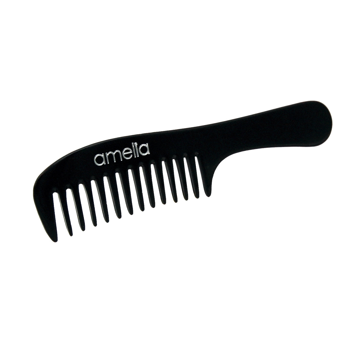 Amelia Beauty Cellulose Acetate 8in Handle Comb, Handmade, Smooth Edges, Eco-Friendly Plant Based Material, Course Tooth - Black Color - 12 Retail Packs