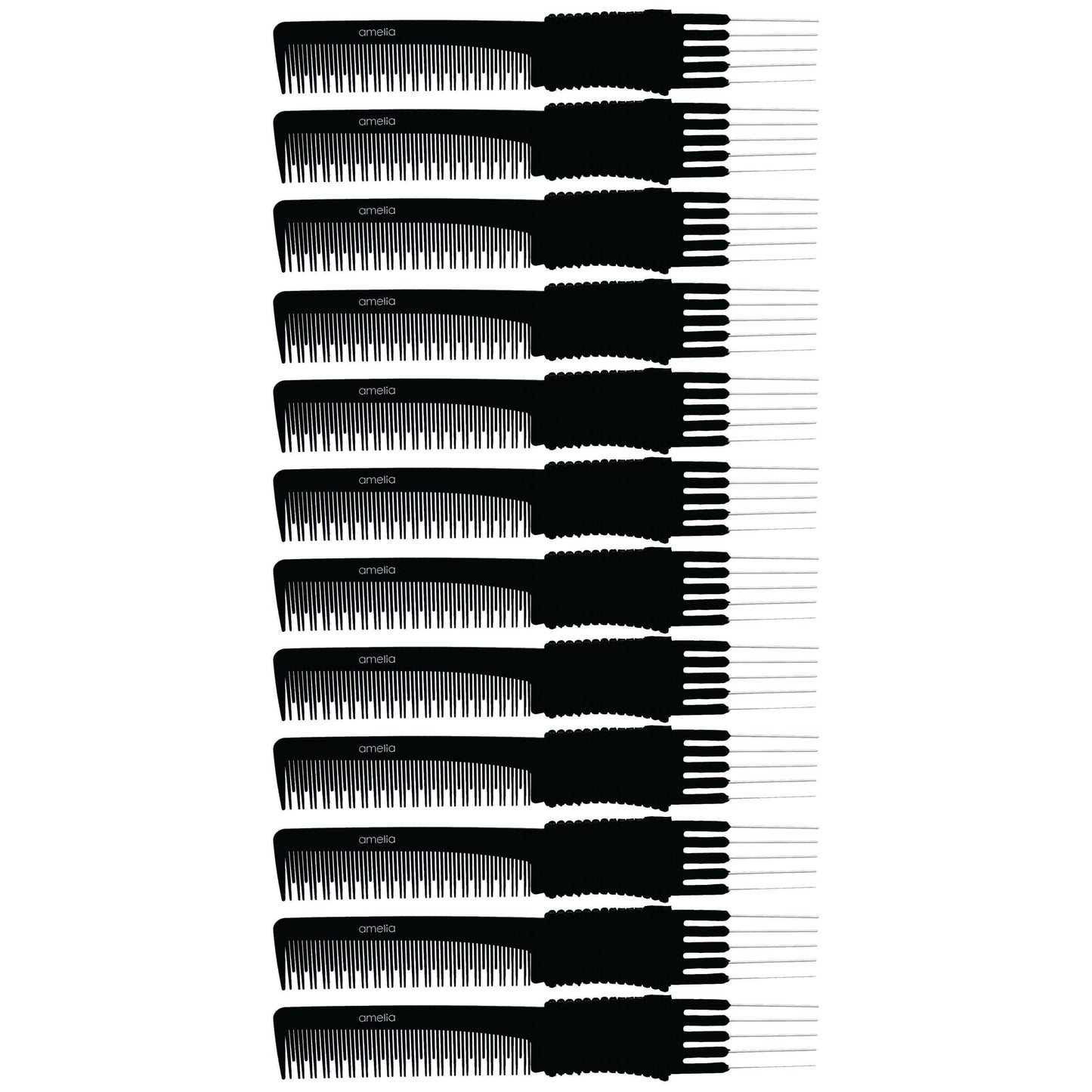 7.75 Stainless Lift/Tease Carbon Comb (12 Pack Bag)