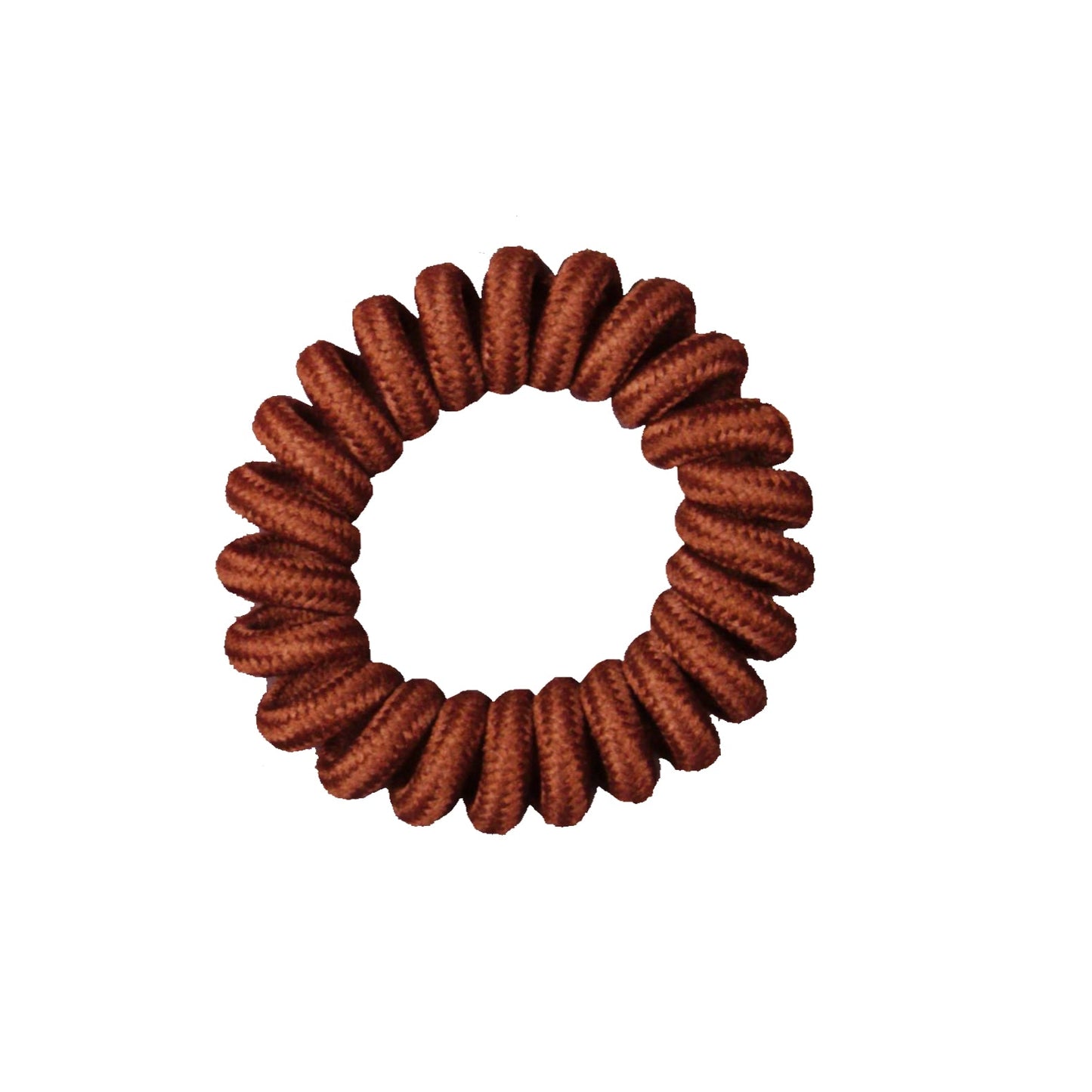 Amelia Beauty, 8 Small Fabric Wrapped Elastic Hair Coils, 1.75in Diameter Spiral Hair Ties, Gentle on Hair, Strong Hold and Minimizes Dents and Creases, Brown - 12 Retail Packs