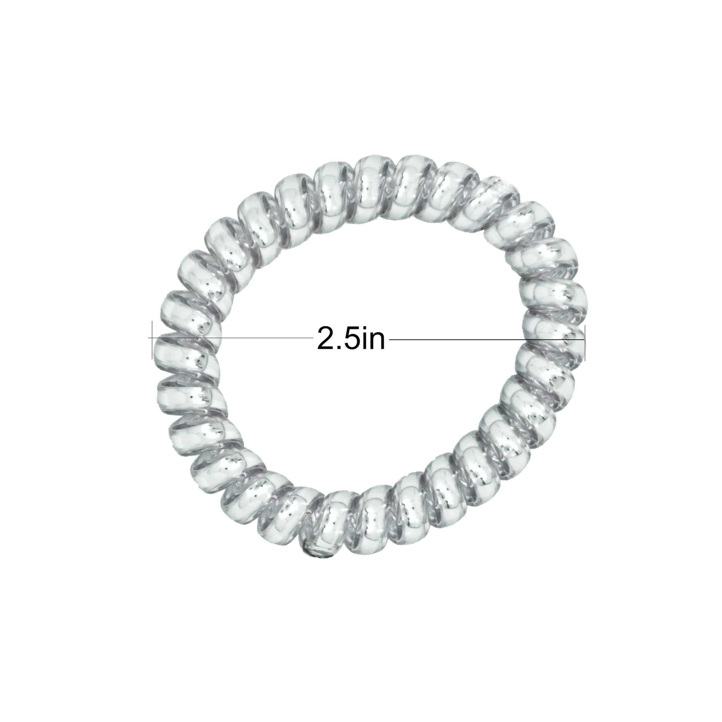 Amelia Beauty Products 8 Large Smooth Shiny Center Elastic Hair Coils, 2. 5in Diameter Thick Spiral Hair Ties, Gentle on Hair, Strong Hold and Minimizes Dents and Creases, Gray - 12 Retail Packs