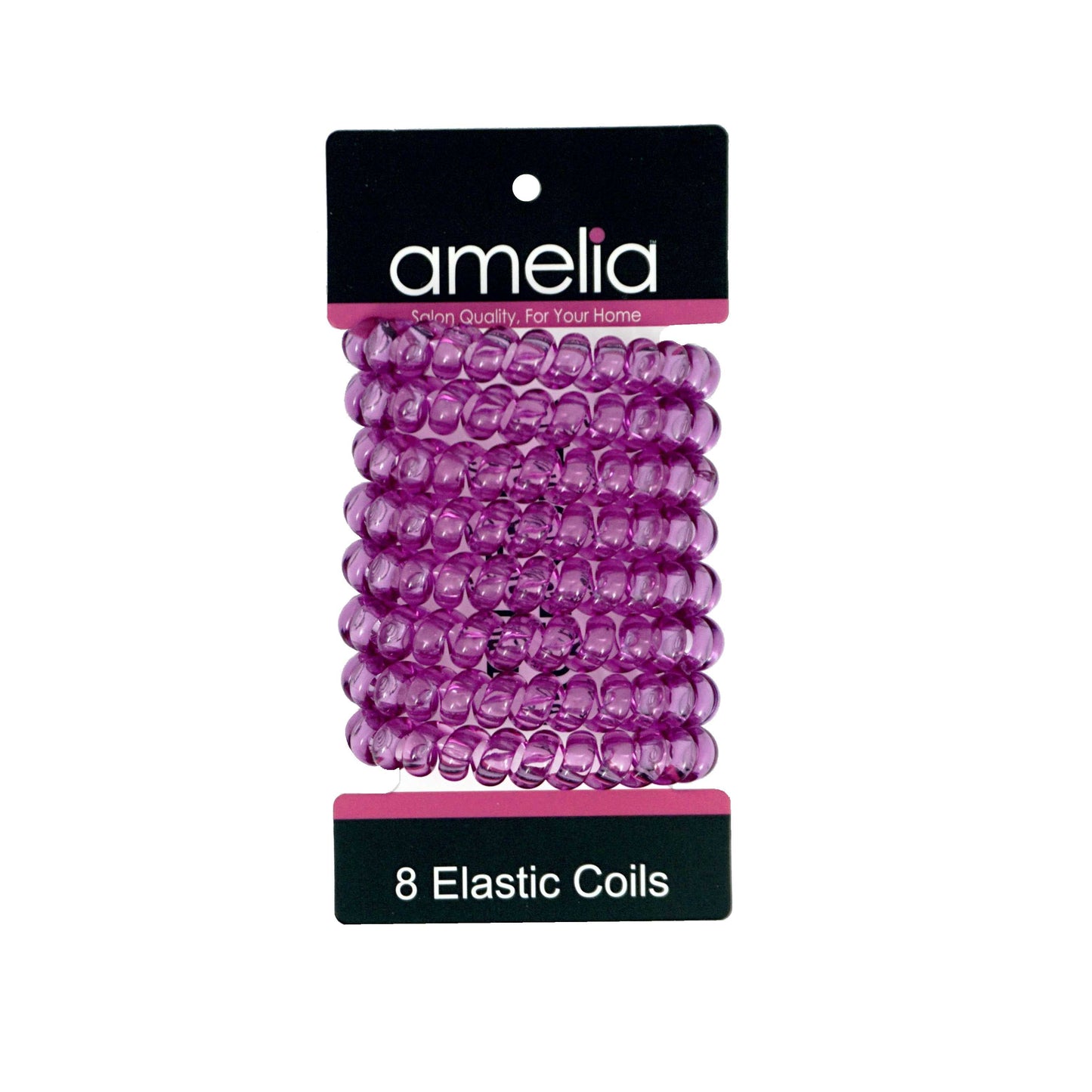 Amelia Beauty Products 8 Large Smooth Elastic Hair Coils, 2. 5in Diameter Thick Spiral Hair Ties, Gentle on Hair, Strong Hold and Minimizes Dents and Creases, Purple - 12 Retail Packs