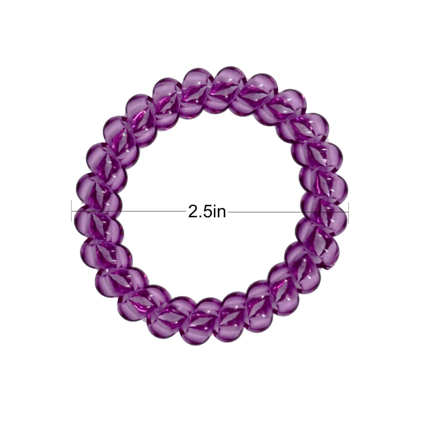 Amelia Beauty Products 8 Large Smooth Elastic Hair Coils, 2. 5in Diameter Thick Spiral Hair Ties, Gentle on Hair, Strong Hold and Minimizes Dents and Creases, Purple - 12 Retail Packs