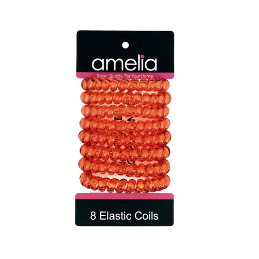 Amelia Beauty Products 8 Large Smooth Elastic Hair Coils, 2. 5in Diameter Thick Spiral Hair Ties, Gentle on Hair, Strong Hold and Minimizes Dents and Creases, Red - 12 Retail Packs