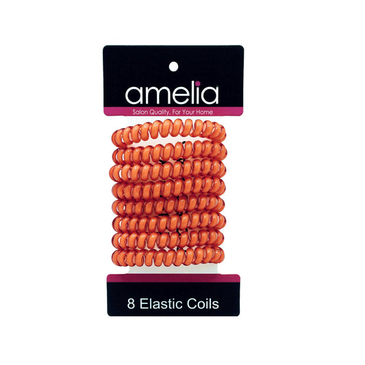 Amelia Beauty Products 8 Medium Elastic Hair Coils, 2.0in Diameter Thick Spiral Hair Ties, Gentle on Hair, Strong Hold and Minimizes Dents and Creases, Cherry - 12 Retail Packs