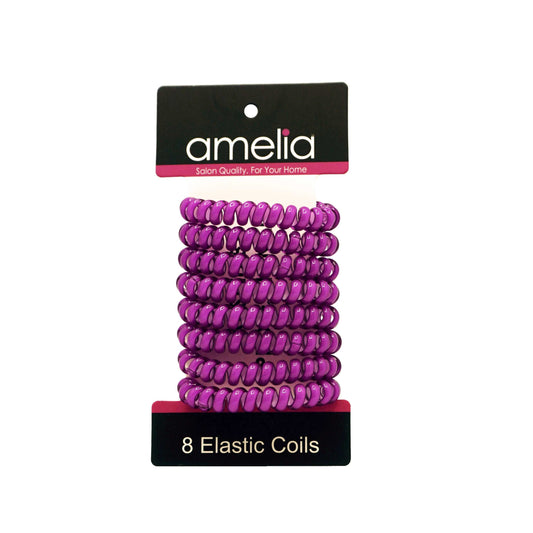 Amelia Beauty Products 8 Medium Elastic Hair Coils, 2.0in Diameter Thick Spiral Hair Ties, Gentle on Hair, Strong Hold and Minimizes Dents and Creases, Magenta - 12 Retail Packs