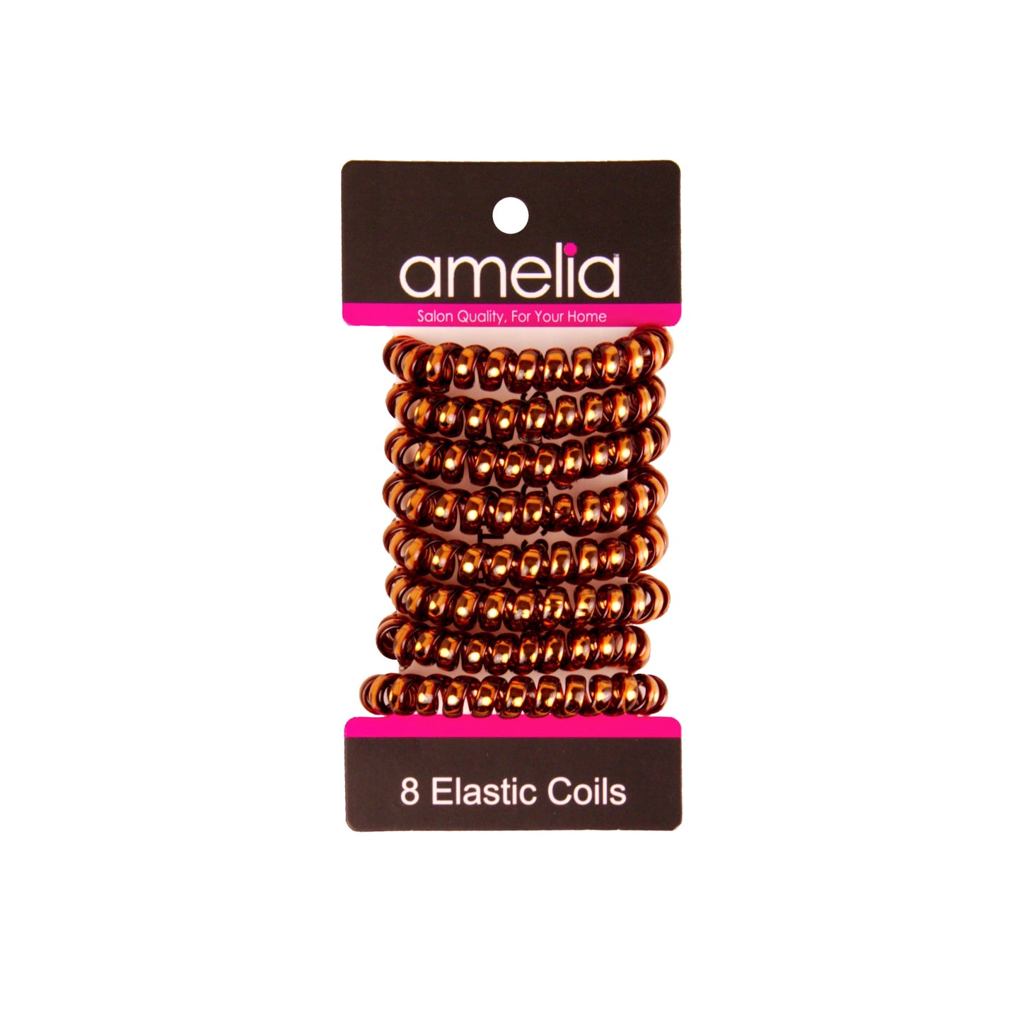 Amelia Beauty Products 8 Medium Smooth Elastic Hair Coils, 2.25in Diameter Spiral Hair Ties, Gentle on Hair, Strong Hold and Minimizes Dents and Creases, Ginger - 12 Retail Packs