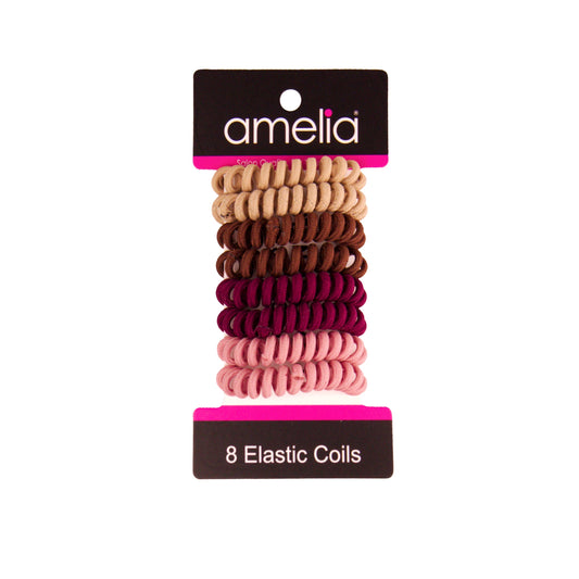 Amelia Beauty, 8 Small Fabric Wrapped Elastic Hair Coils, 1.75in Diameter Spiral Hair Ties, Gentle on Hair, Strong Hold and Minimizes Dents and Creases, Autumn Blend - 12 Retail Packs