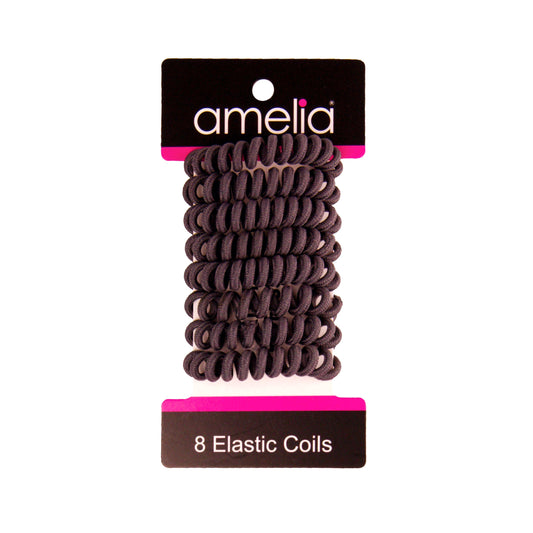 Amelia Beauty, 8 Small Fabric Wrapped Elastic Hair Coils, 1.75in Diameter Spiral Hair Ties, Gentle on Hair, Strong Hold and Minimizes Dents and Creases, Grey - 12 Retail Packs