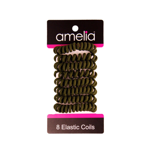 Amelia Beauty, 8 Small Fabric Wrapped Elastic Hair Coils, 1.75in Diameter Spiral Hair Ties, Gentle on Hair, Strong Hold and Minimizes Dents and Creases, Hunter Green - 12 Retail Packs