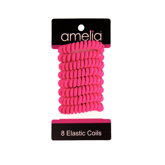 Amelia Beauty, 8 Small Fabric Wrapped Elastic Hair Coils, 1.75in Diameter Spiral Hair Ties, Gentle on Hair, Strong Hold and Minimizes Dents and Creases, Magenta - 12 Retail Packs