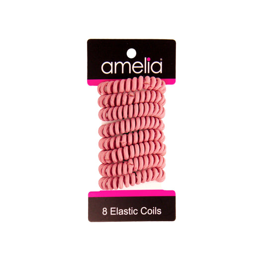 Amelia Beauty, 8 Small Fabric Wrapped Elastic Hair Coils, 1.75in Diameter Spiral Hair Ties, Gentle on Hair, Strong Hold and Minimizes Dents and Creases, Mauve - 12 Retail Packs