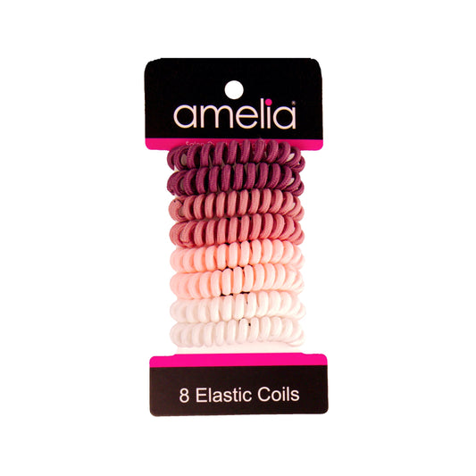 Amelia Beauty, 8 Small Fabric Wrapped Elastic Hair Coils, 1.75in Diameter Spiral Hair Ties, Gentle on Hair, Strong Hold and Minimizes Dents and Creases, Neutral Tones - 12 Retail Packs