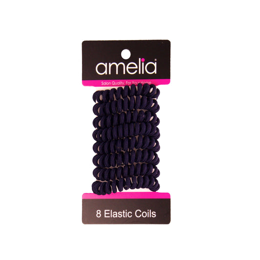 Amelia Beauty, 8 Small Fabric Wrapped Elastic Hair Coils, 1.75in Diameter Spiral Hair Ties, Gentle on Hair, Strong Hold and Minimizes Dents and Creases, Navy Blue - 12 Retail Packs