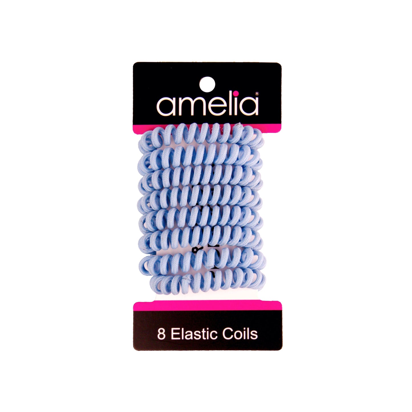 Amelia Beauty, 8 Small Fabric Wrapped Elastic Hair Coils, 1.75in Diameter Spiral Hair Ties, Gentle on Hair, Strong Hold and Minimizes Dents and Creases, Sky Blue - 12 Retail Packs