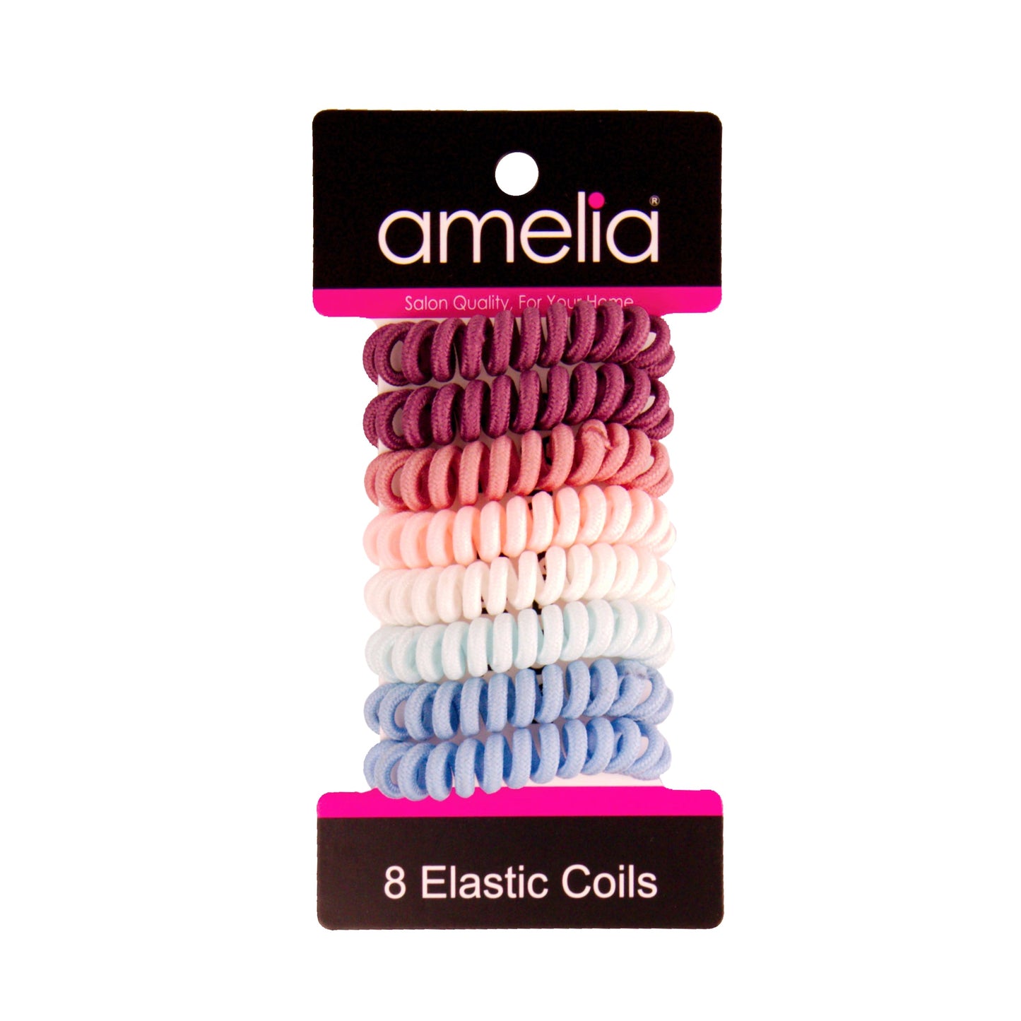 Amelia Beauty, 8 Small Fabric Wrapped Elastic Hair Coils, 1.75in Diameter Spiral Hair Ties, Gentle on Hair, Strong Hold and Minimizes Dents and Creases, Sunset Mix - 12 Retail Packs