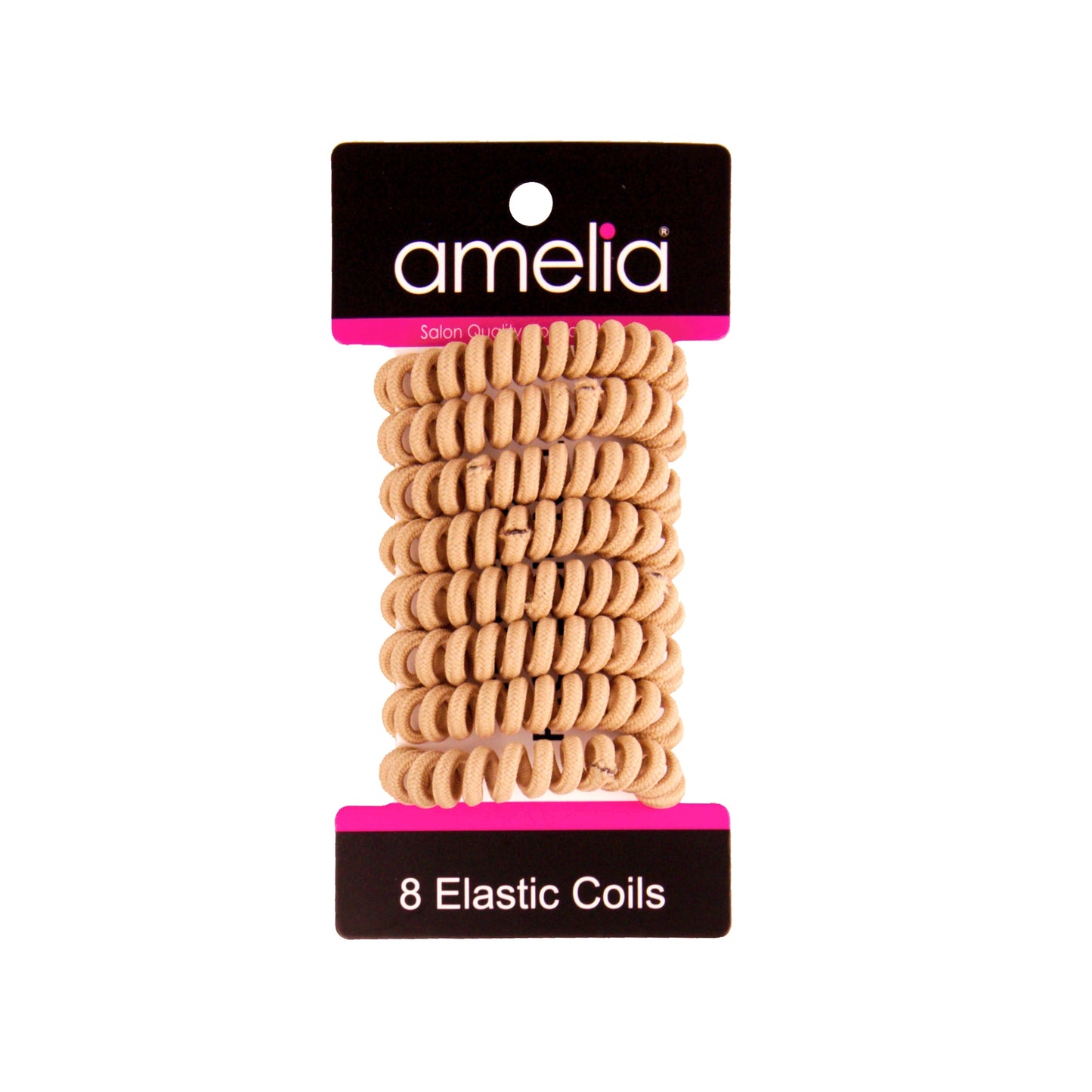 Amelia Beauty, 8 Small Fabric Wrapped Elastic Hair Coils, 1.75in Diameter Spiral Hair Ties, Gentle on Hair, Strong Hold and Minimizes Dents and Creases, Tan - 12 Retail Packs