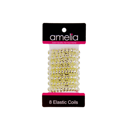 Amelia Beauty, 8 Small Shinny Elastic Hair Telephone Cord Coils, 1.5in Diameter Spiral Hair Ties, Strong Hold, Gentle on Hair, Gold - 12 Retail Packs