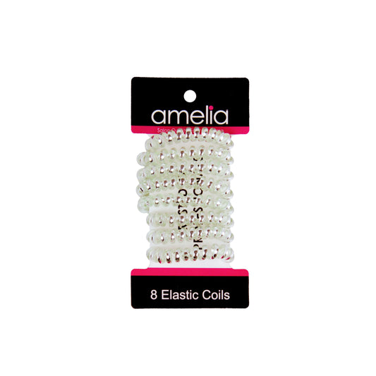 Amelia Beauty, 8 Small Shinny Elastic Hair Telephone Cord Coils, 1.5in Diameter Spiral Hair Ties, Strong Hold, Gentle on Hair, Lime Green - 12 Retail Packs