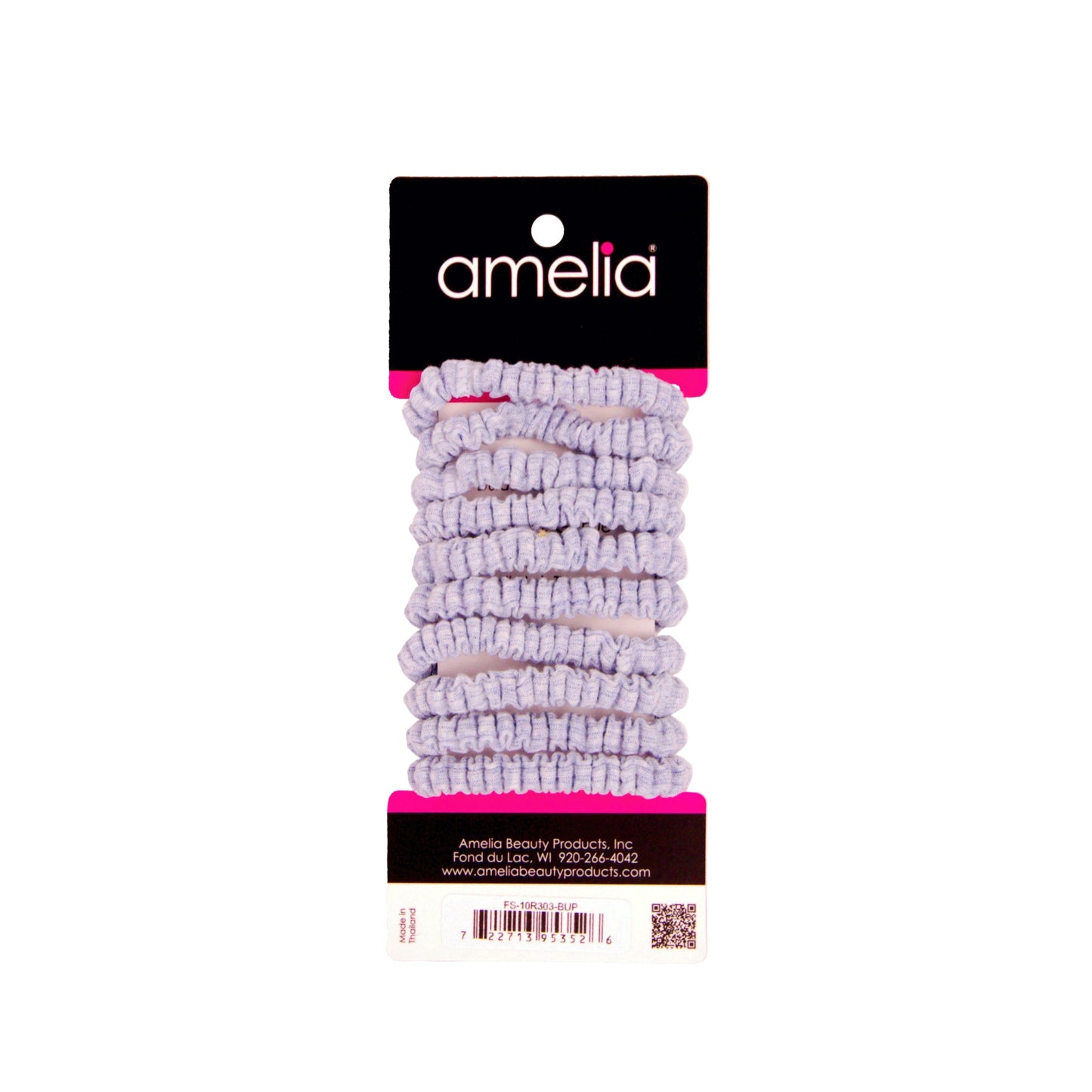 Amelia Beauty, Pastel Blue Ribbed Scrunchies, 2.25in Diameter, Gentle on Hair, Strong Hold, No Snag, No Dents or Creases. 10 Pack - 12 Retail Packs