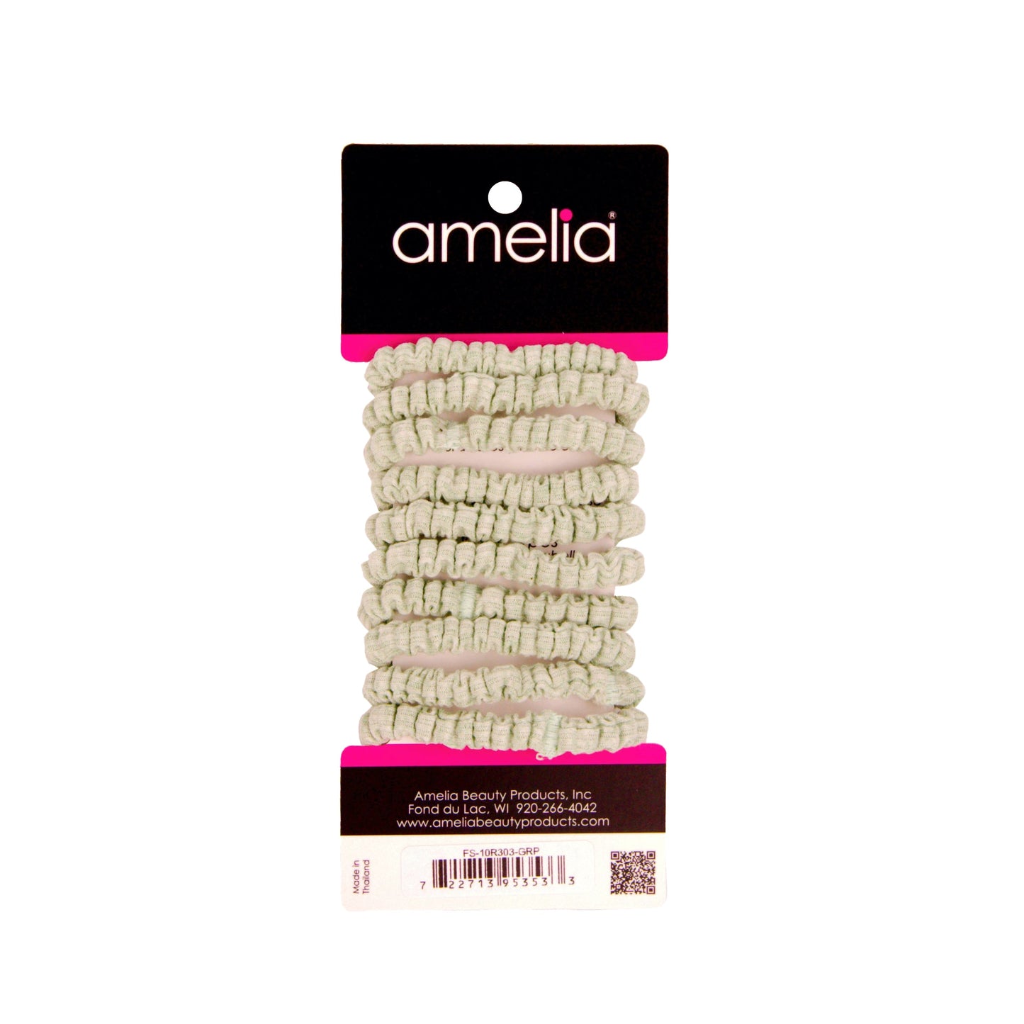 Amelia Beauty, Grey Ribbed Scrunchies, 2.25in Diameter, Gentle on Hair, Strong Hold, No Snag, No Dents or Creases. 10 Pack - 12 Retail Packs