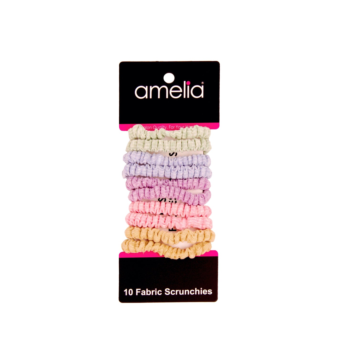 Amelia Beauty, Pastels Ribbed Scrunchies, 2.25in Diameter, Gentle on Hair, Strong Hold, No Snag, No Dents or Creases. 10 Pack - 12 Retail Packs