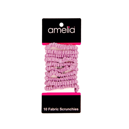 Amelia Beauty, Pastel Purple Ribbed Scrunchies, 2.25in Diameter, Gentle on Hair, Strong Hold, No Snag, No Dents or Creases. 10 Pack - 12 Retail Packs