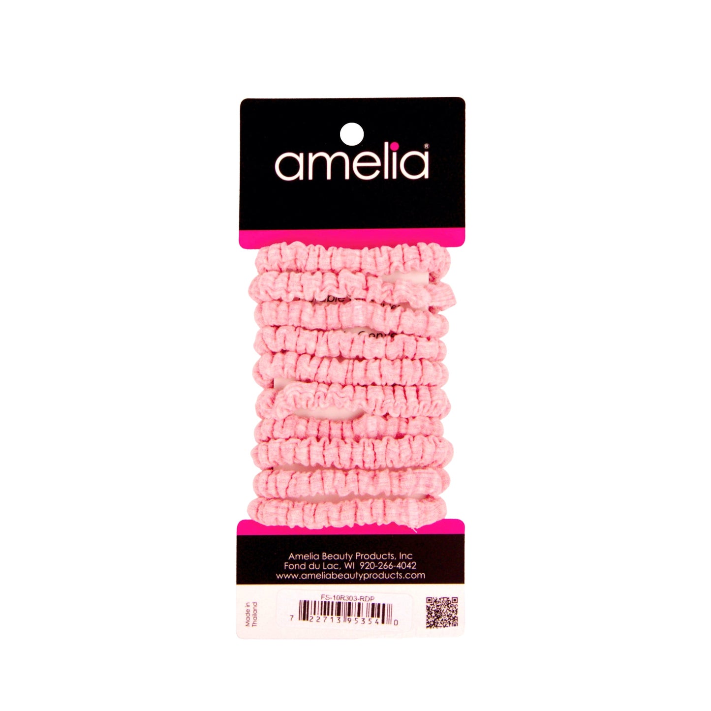 Amelia Beauty, Pastel Red Ribbed Scrunchies, 2.25in Diameter, Gentle on Hair, Strong Hold, No Snag, No Dents or Creases. 10 Pack - 12 Retail Packs