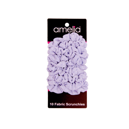 Amelia Beauty, Medium Pastel Blue Ribbed Scrunchies, 2.5in Diameter, Gentle on Hair, Strong Hold, No Snag, No Dents or Creases. 10 Pack - 12 Retail Packs