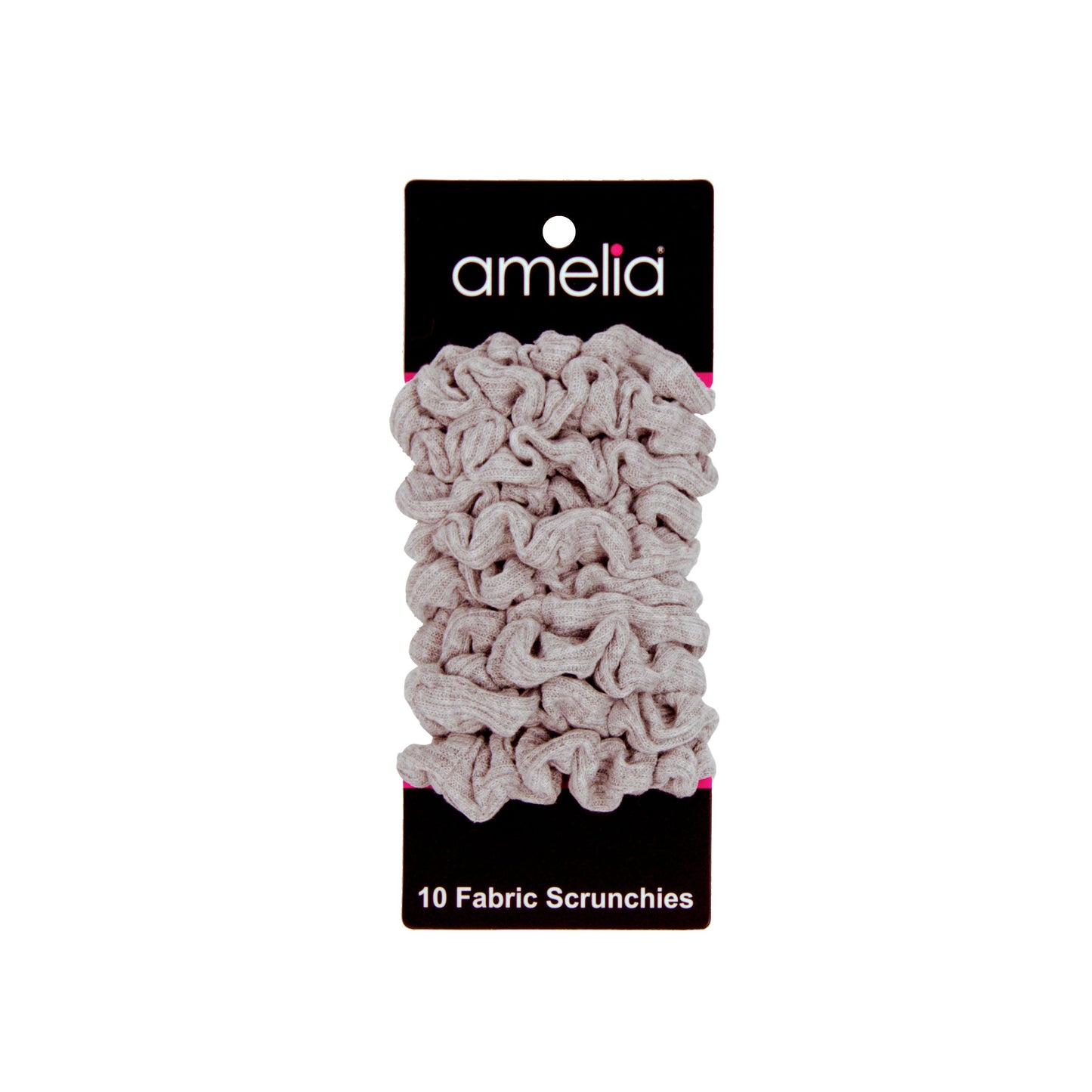 Amelia Beauty, Medium Gray Ribbed Scrunchies, 2.5in Diameter, Gentle on Hair, Strong Hold, No Snag, No Dents or Creases. 10 Pack - 12 Retail Packs