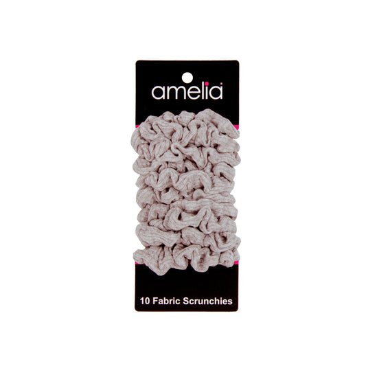 Amelia Beauty, Medium Gray Ribbed Scrunchies, 2.5in Diameter, Gentle on Hair, Strong Hold, No Snag, No Dents or Creases. 10 Pack - 12 Retail Packs