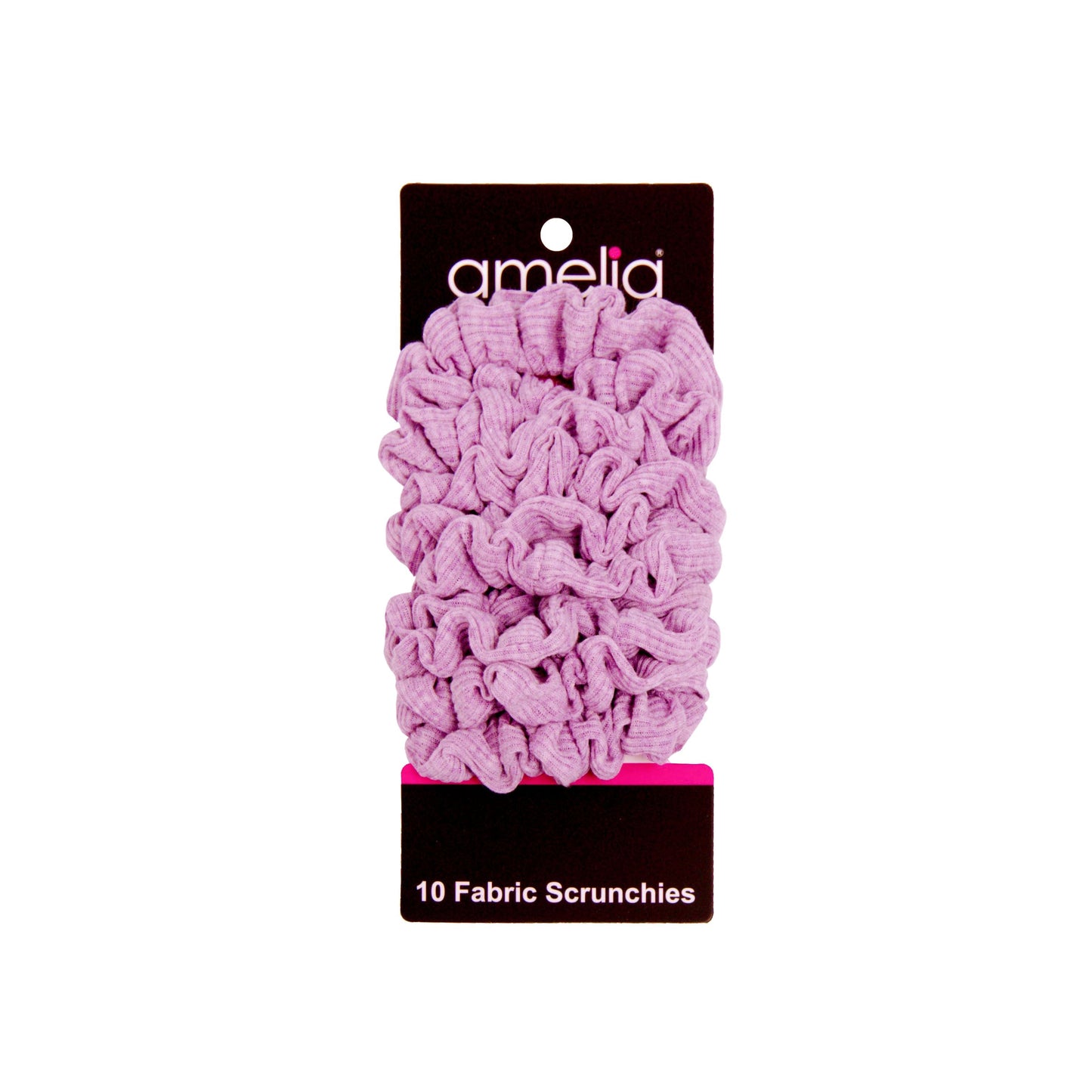 Amelia Beauty, Medium Pastel Purple Ribbed Scrunchies, 2.5in Diameter, Gentle on Hair, Strong Hold, No Snag, No Dents or Creases. 10 Pack - 12 Retail Packs