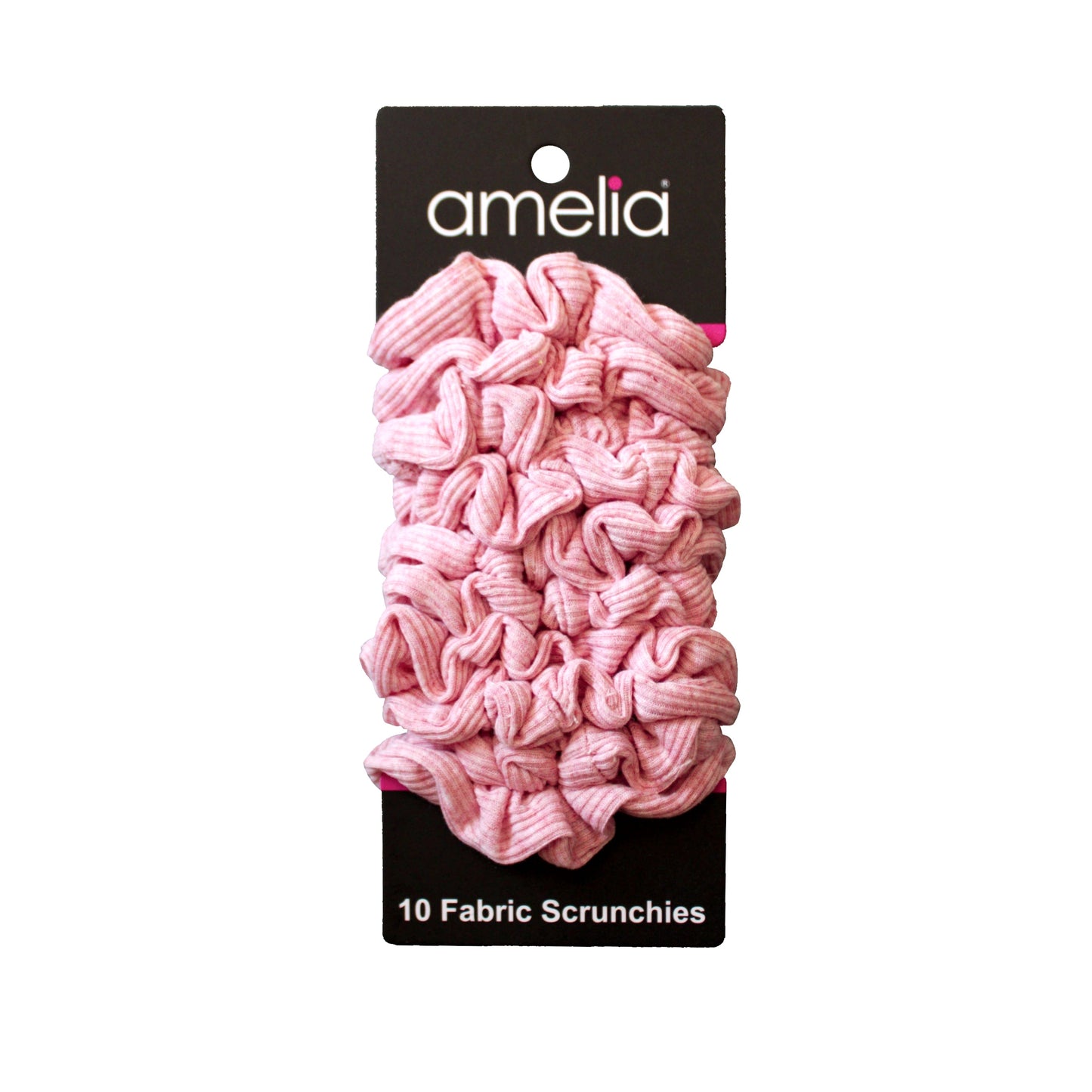 Amelia Beauty, Medium Pastel Red Ribbed Scrunchies, 2.5in Diameter, Gentle on Hair, Strong Hold, No Snag, No Dents or Creases. 10 Pack - 12 Retail Packs