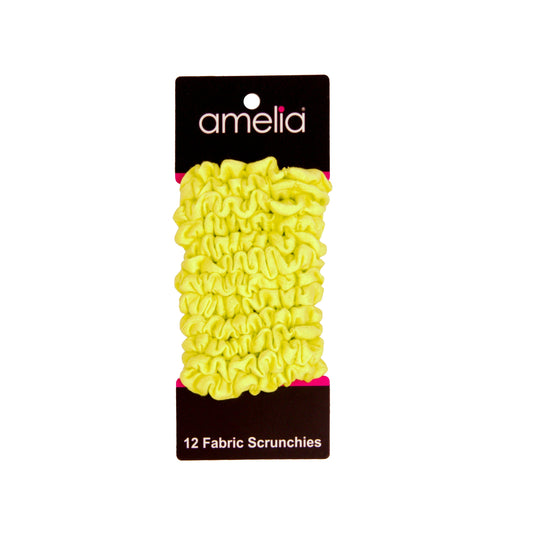 Amelia Beauty, Neon Lime Jersey Scrunchies, 2.25in Diameter, Gentle on Hair, Strong Hold, No Snag, No Dents or Creases. 12 Pack - 12 Retail Packs