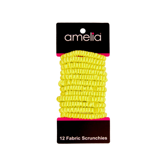 Amelia Beauty, Neon Lime Skinny Jersey Scrunchies, 2.125in Diameter, Gentle on Hair, Strong Hold, No Snag, No Dents or Creases. 12 Pack - 12 Retail Packs