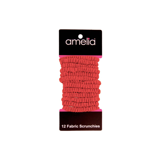 Amelia Beauty, Red Skinny Jersey Scrunchies, 2.125in Diameter, Gentle on Hair, Strong Hold, No Snag, No Dents or Creases. 12 Pack - 12 Retail Packs