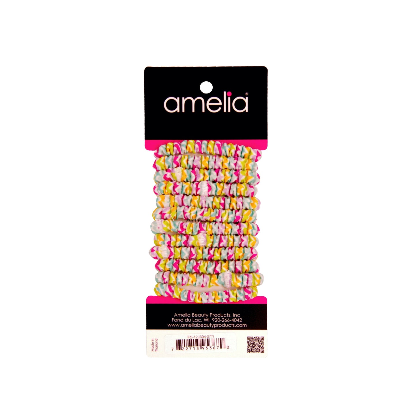 Amelia Beauty, Pastel Stripe Skinny Jersey Scrunchies, 2.125in Diameter, Gentle on Hair, Strong Hold, No Snag, No Dents or Creases. 12 Pack - 12 Retail Packs