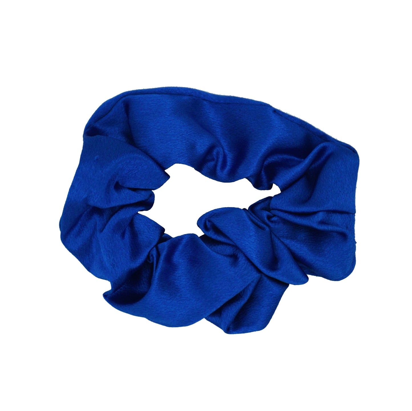 Amelia Beauty Products, Blue Imitation Silk Scrunchies, 4.5in Diameter, Gentle on Hair, Strong Hold, No Snag, No Dents or Creases. 6 Pack - 12 Retail Packs