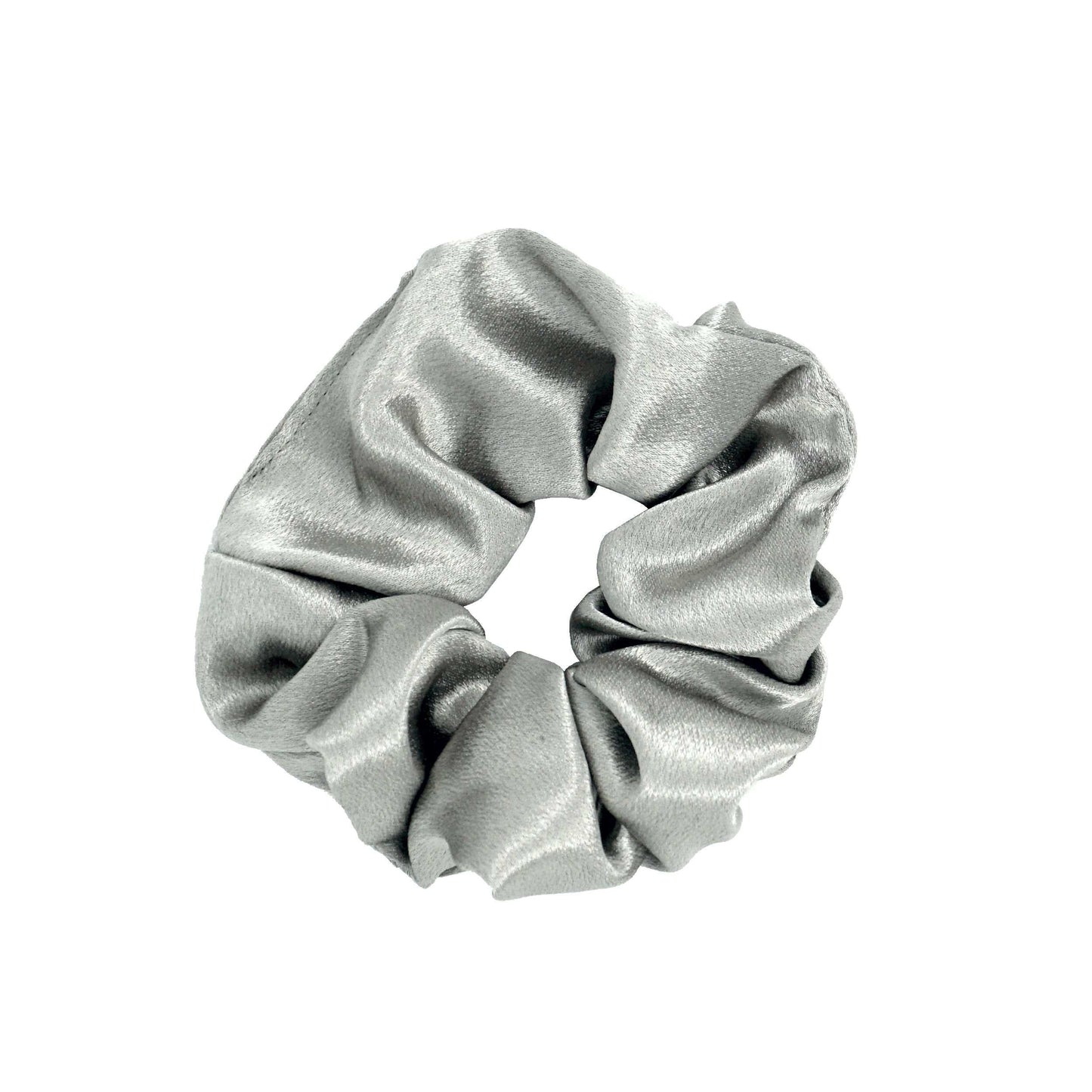 Amelia Beauty Products, Gray Imitation Silk Scrunchies, 4.5in Diameter, Gentle on Hair, Strong Hold, No Snag, No Dents or Creases. 6 Pack - 12 Retail Packs