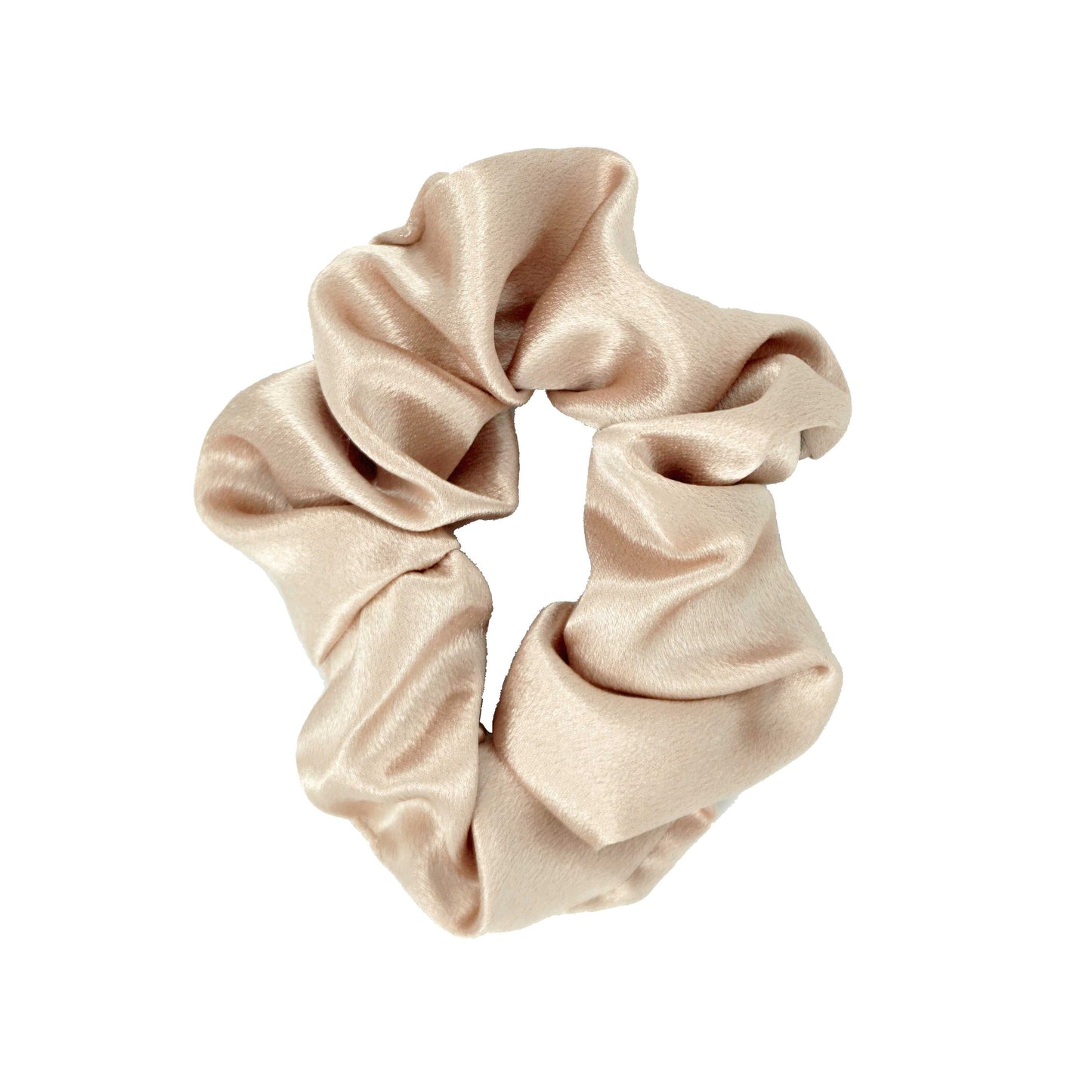 Amelia Beauty, Tan Imitation Silk Scrunchies, 4.5in Diameter, Gentle on Hair, Strong Hold, No Snag, No Dents or Creases. 6 Pack - 12 Retail Packs