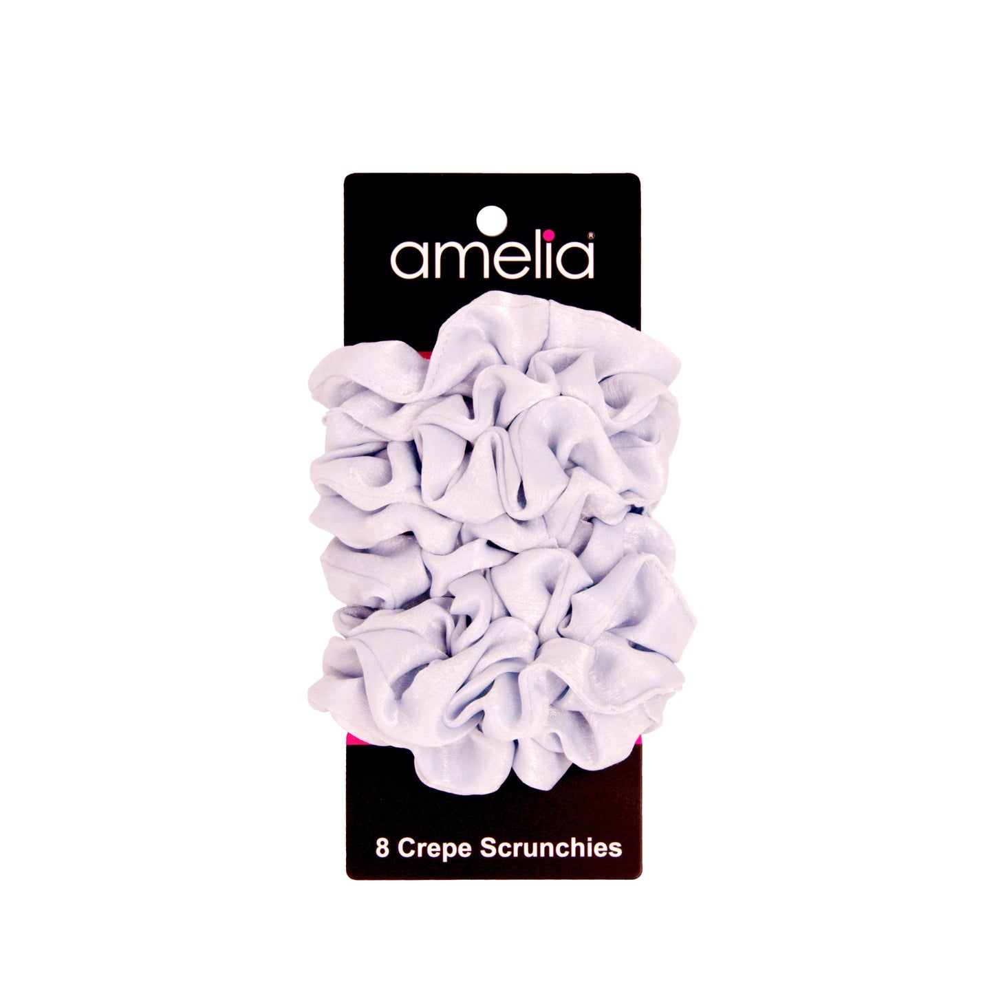 Amelia Beauty | 3in Sky Blue Crepe Scrunchies | Soft, Gentle and Strong Hold | No Snag, No Dents or Creases | 8 Pack - 12 Retail Packs