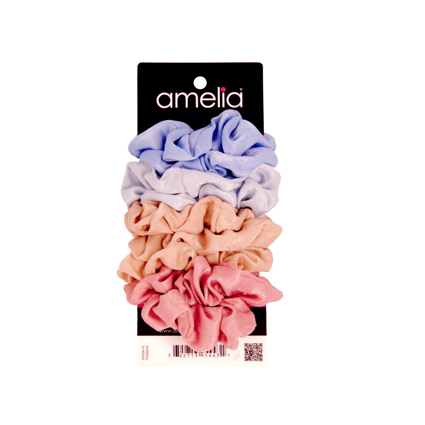 Amelia Beauty | 3in Sunset Blend Crepe Scrunchies | Soft, Gentle and Strong Hold | No Snag, No Dents or Creases | 8 Pack - 12 Retail Packs