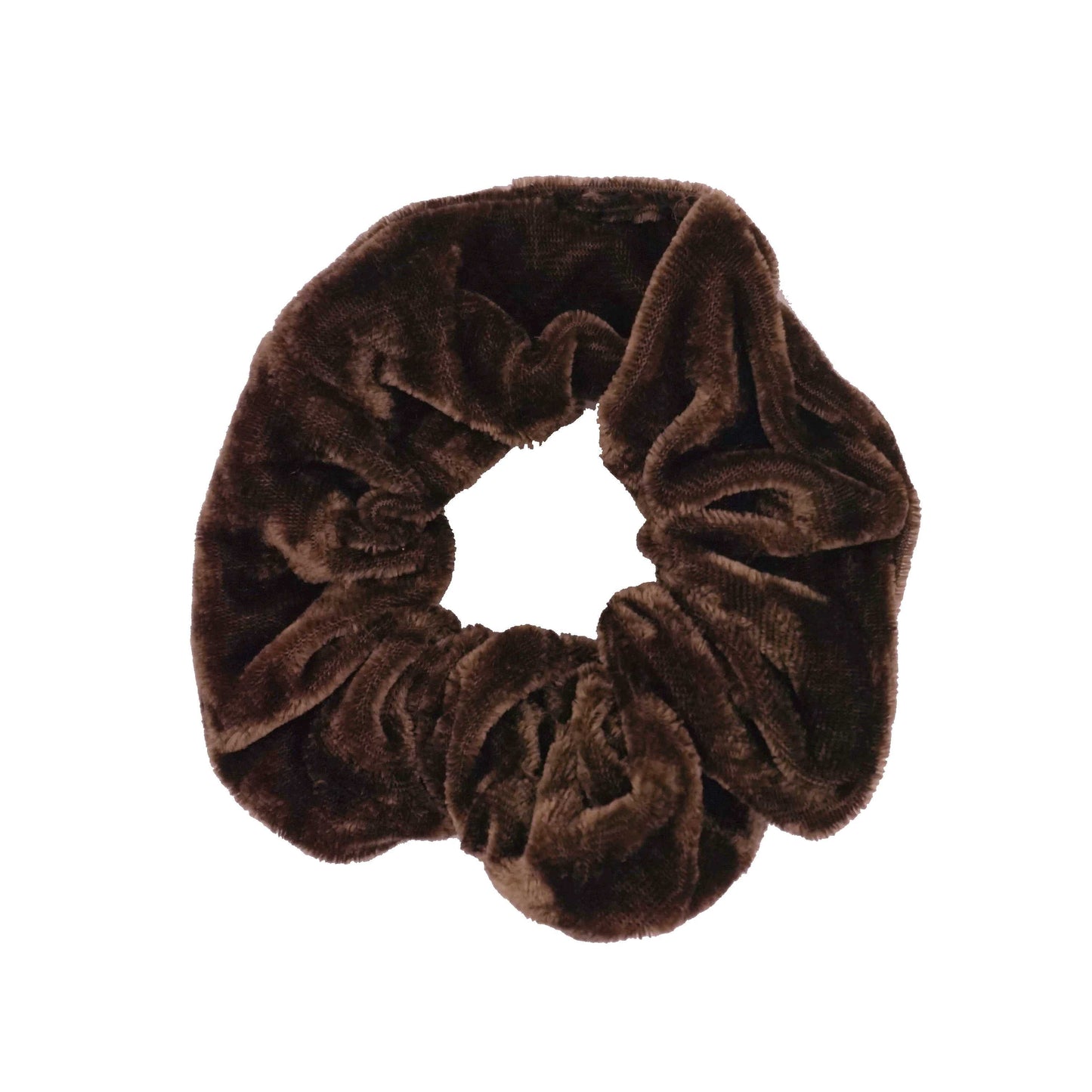 Amelia Beauty Products, Brown Velvet Velvet Scrunchies, 3.5in Diameter, Gentle on Hair, Strong Hold, No Snag, No Dents or Creases. 8 Pack - 12 Retail Packs