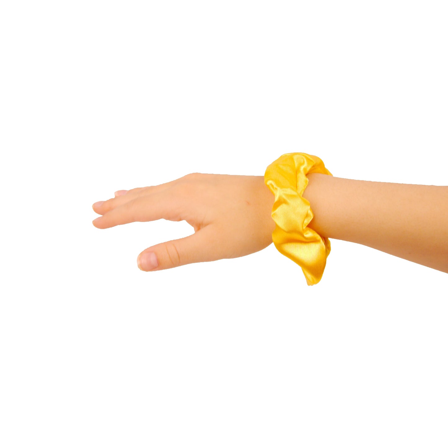 Amelia Beauty Products, Yellow Satin Scrunchies, 3.5in Diameter, Gentle on Hair, Strong Hold, No Snag, No Dents or Creases. 8 Pack - 12 Retail Packs