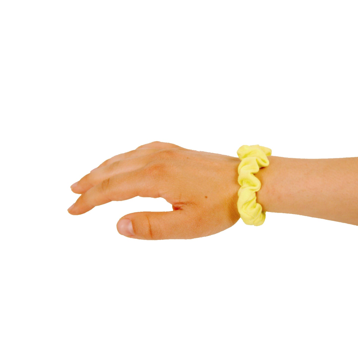 Amelia Beauty, Medium Neon Yellow Jersey Scrunchies, 2.5in Diameter, Gentle on Hair, Strong Hold, No Snag, No Dents or Creases. 10 Pack - 12 Retail Packs