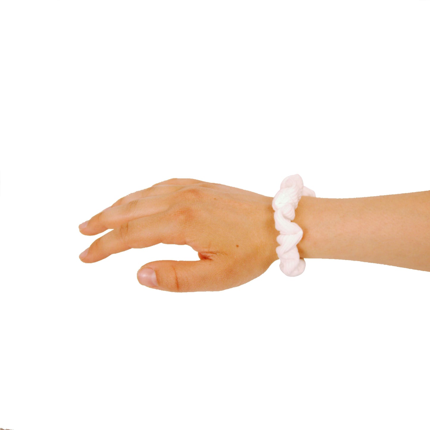 Amelia Beauty, Medium White Ribbed Scrunchies, 2.5in Diameter, Gentle on Hair, Strong Hold, No Snag, No Dents or Creases. 10 Pack - 12 Retail Packs